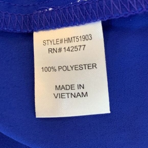 Haute Monde Blue Ruffle Long Sleeve Blouse Small Tie Neck - Picture 7 of 12